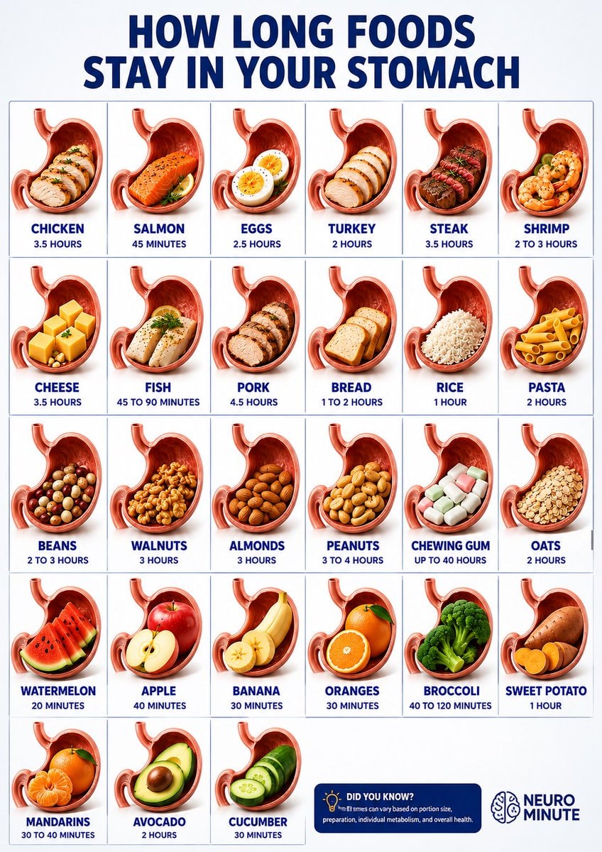 Food digestion time infographic