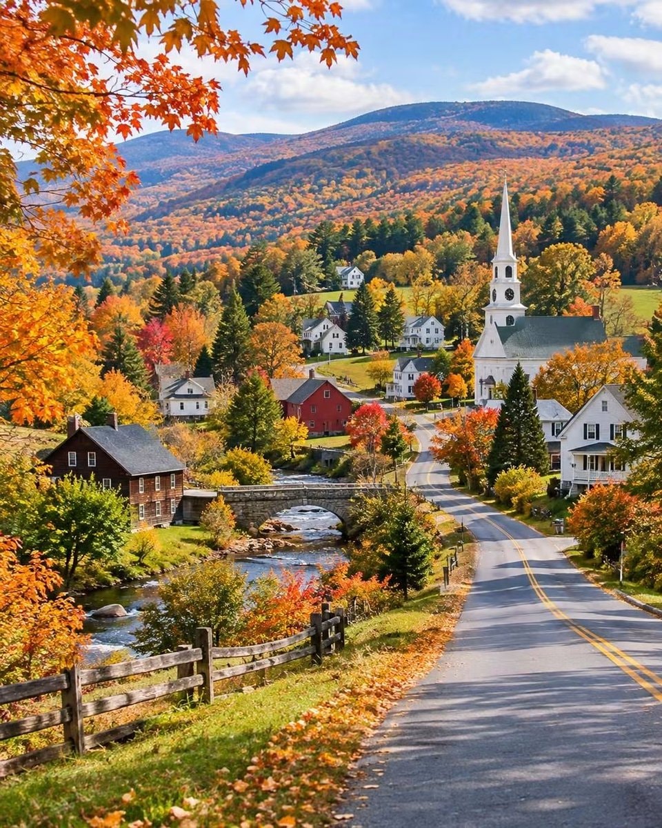 Vermont USA autumn village