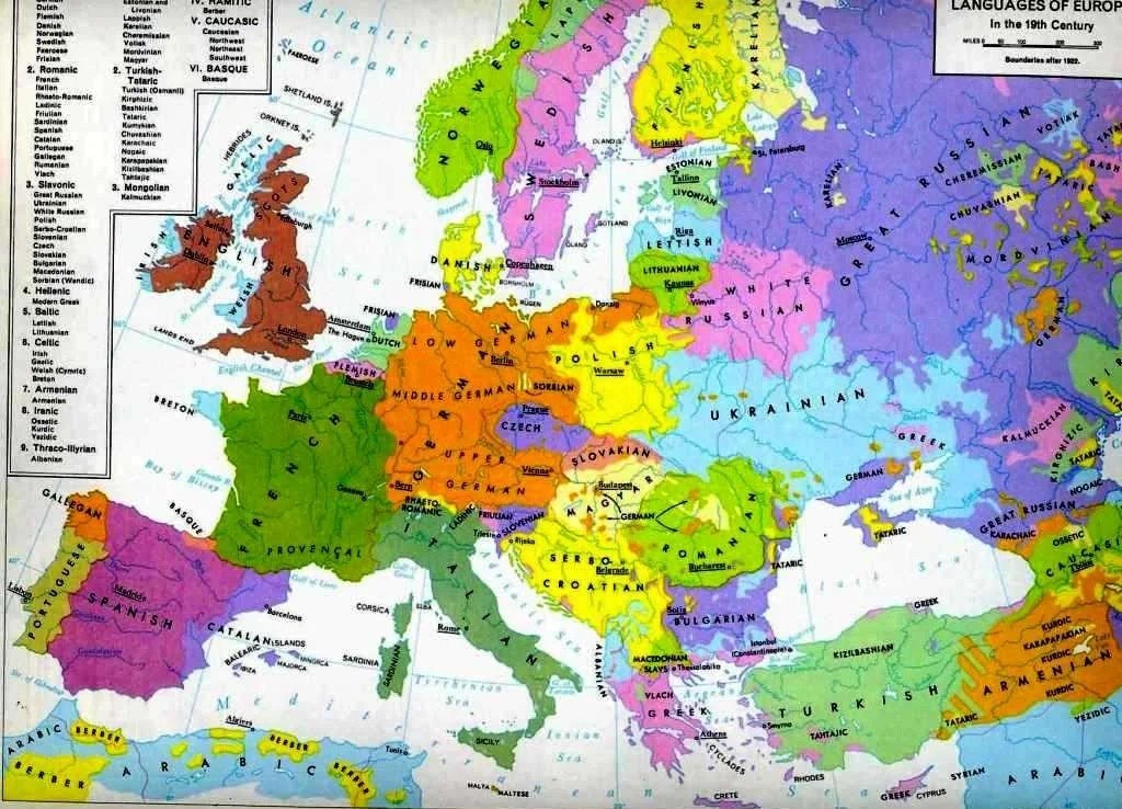 Languages of Europe map after 1882
