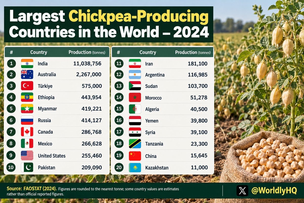Largest Chickpea-Producing Countries 2024