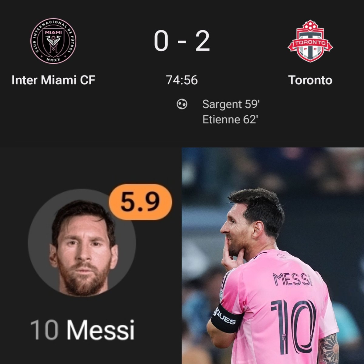 Lionel Messi 5.9 rating Inter Miami Lionel Messi 5.9 rating Inter Miami