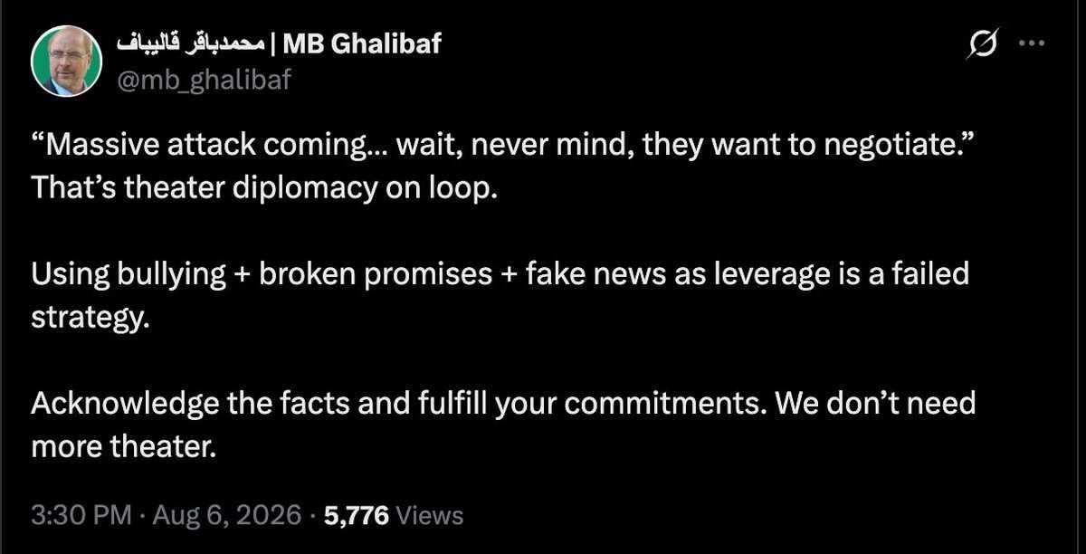 Ghalibaf theater diplomacy critique