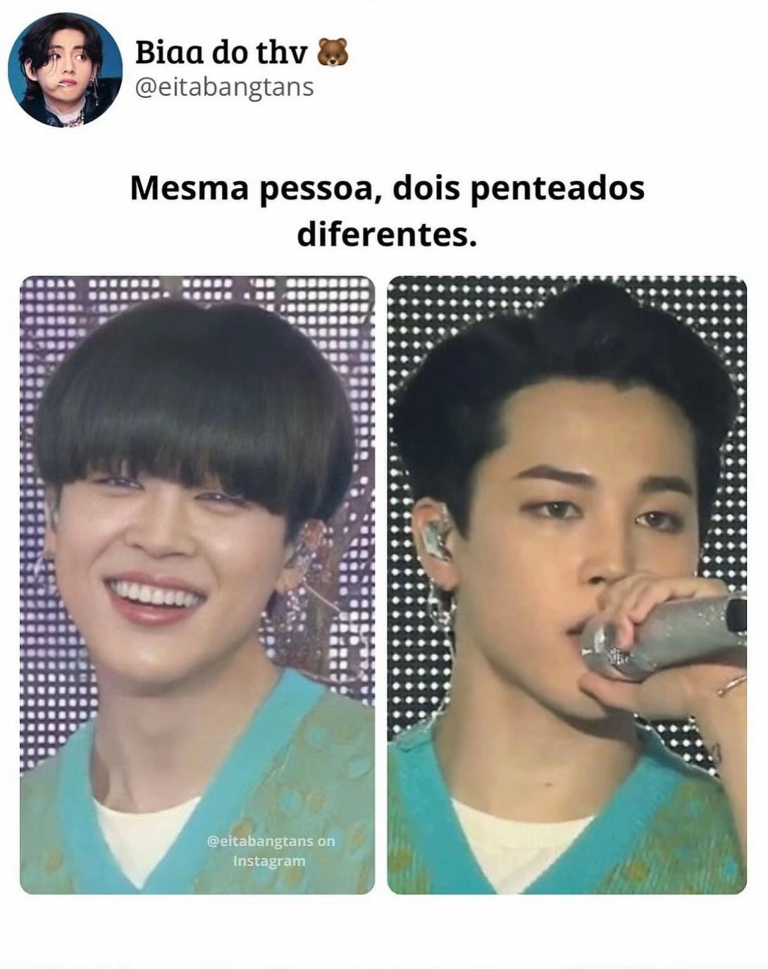 Jimin two hairstyles comparison