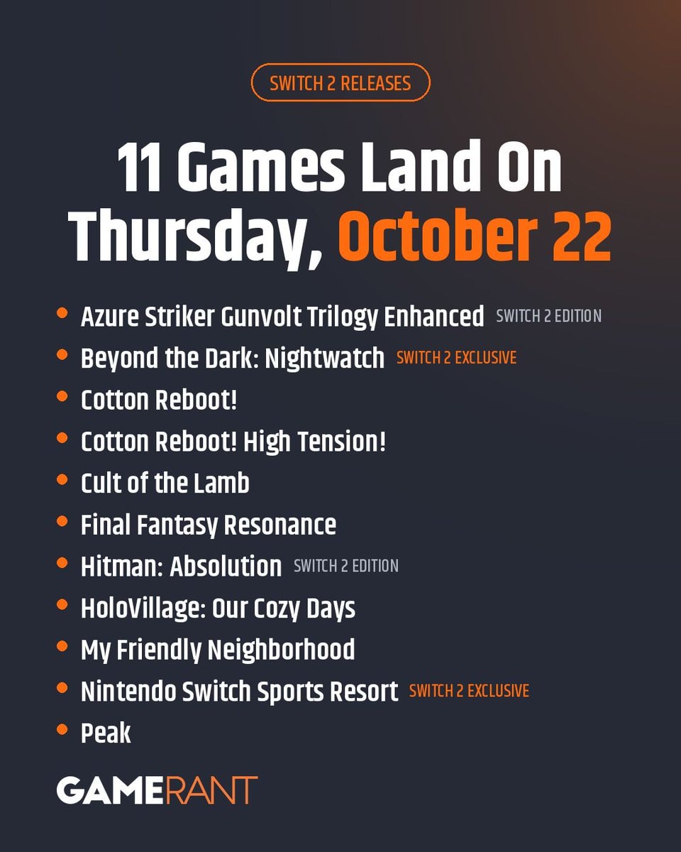 Switch 2 games October 22 release (photo 2 of 2)