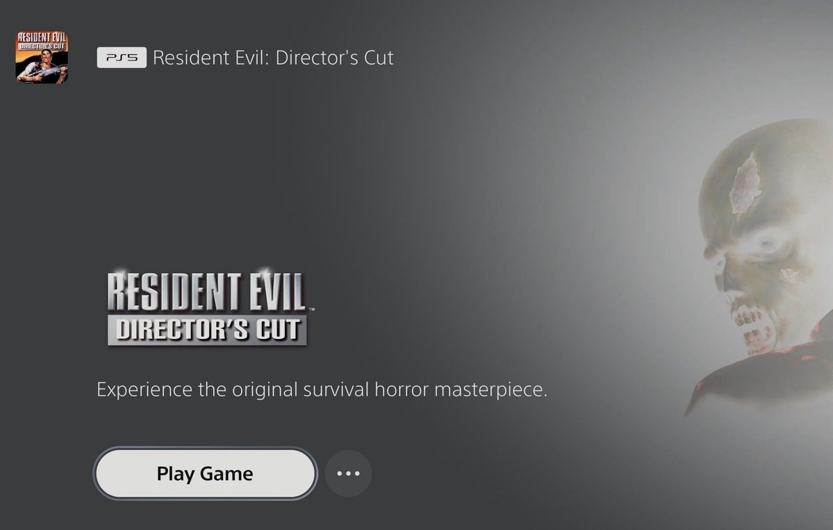 Resident Evil Director's Cut PS5 menu
