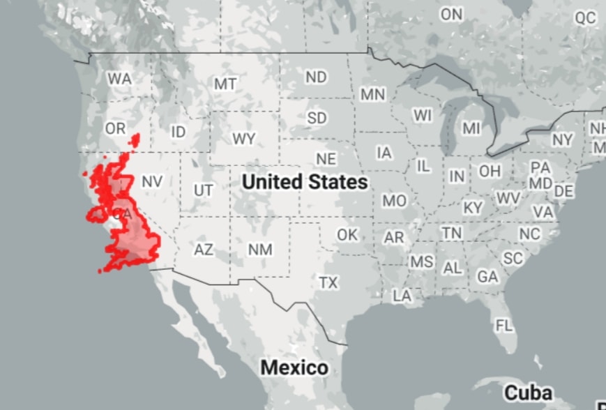 UK vs California size map