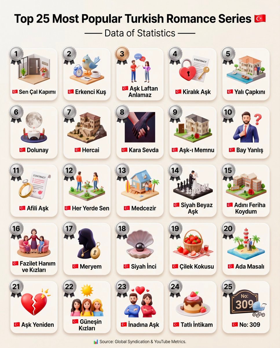 Top 25 Most Popular Turkish Romance Series