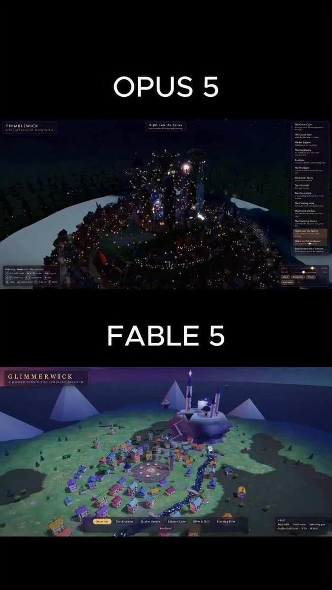 Claude Opus 5 vs Fable 5 wizard town