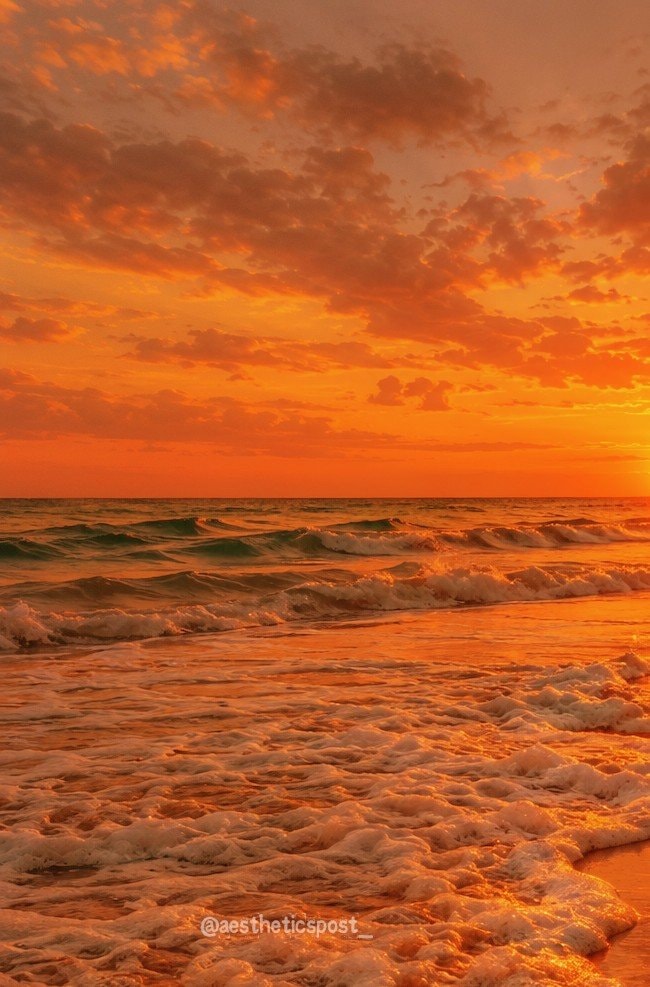 sunset beach waves