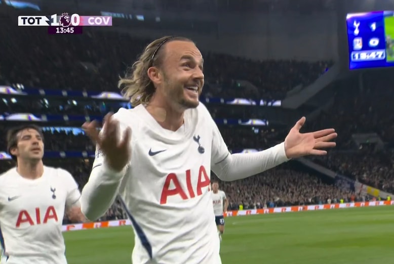 James Maddison Tottenham goal vs COV