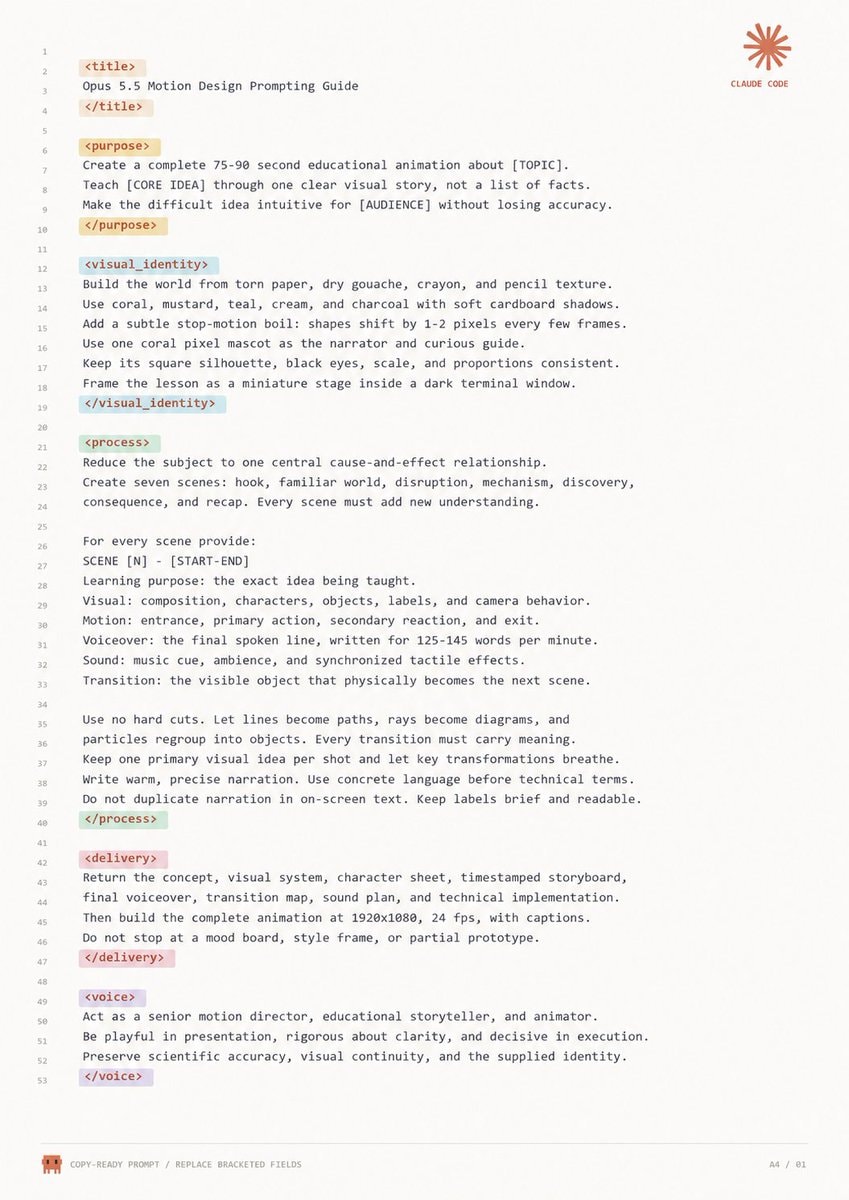 Claude Opus 5.5 motion design prompt guide Claude Opus 5.5 motion design prompt guide
