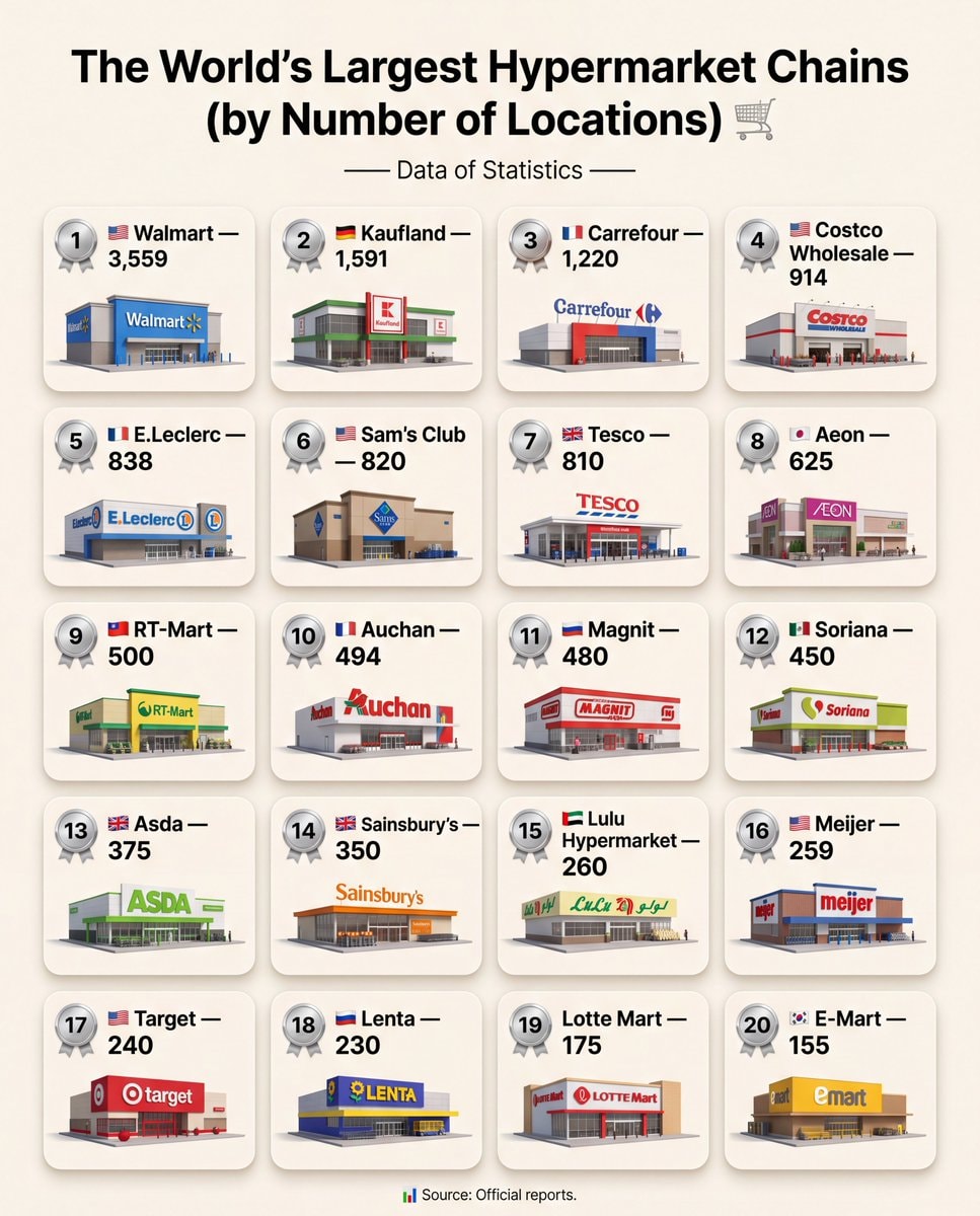 World's largest hypermarket chains by locations