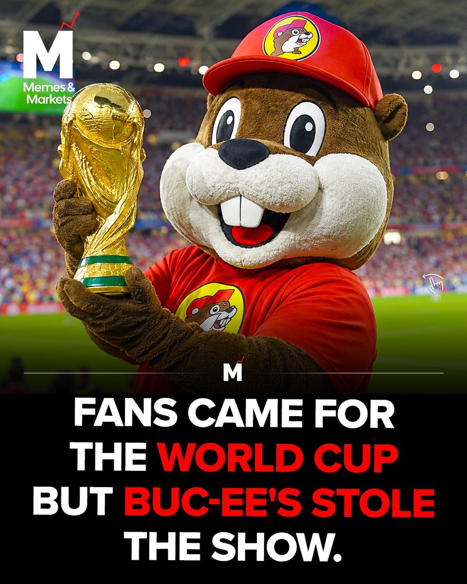Buc-ee's mascot with World Cup trophy
