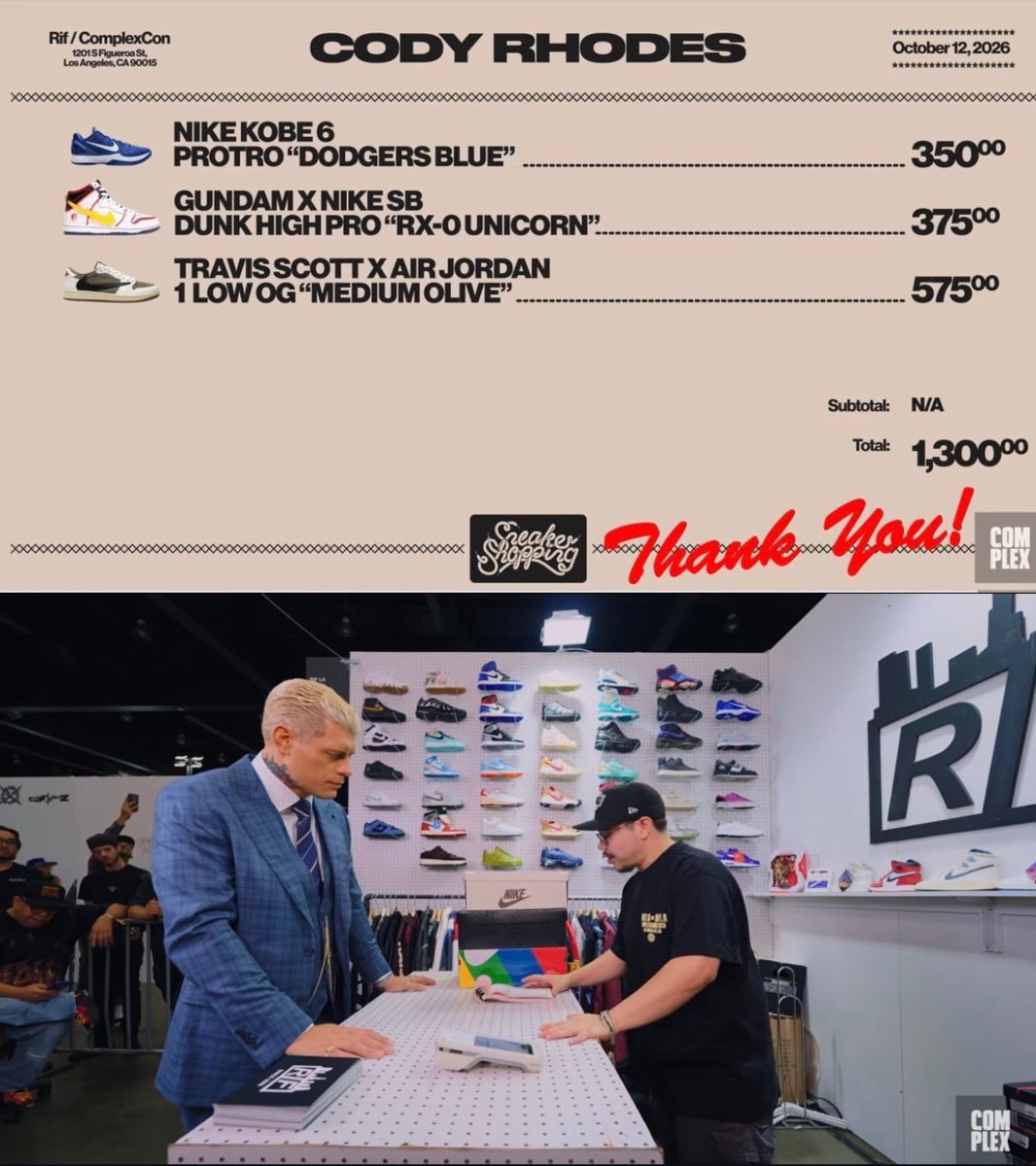 Cody Rhodes Sneaker Shopping Complex