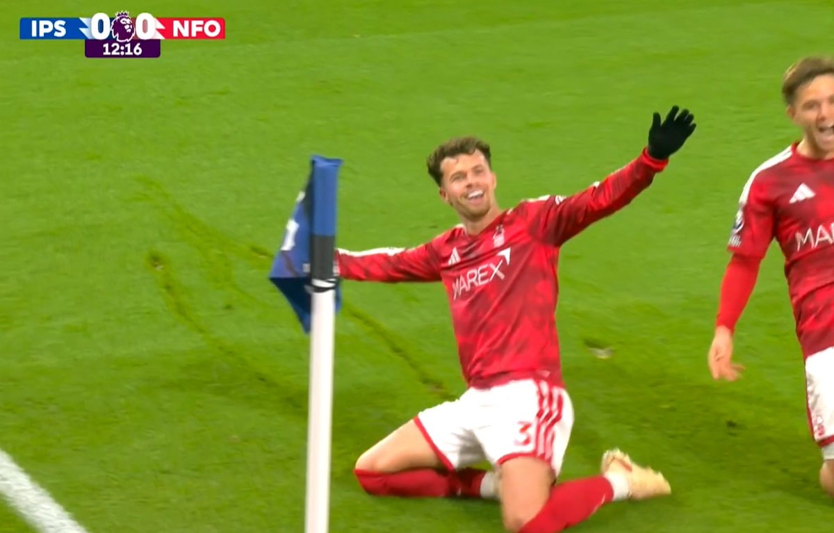 Neco Williams Nottingham Forest goal vs Ipswich