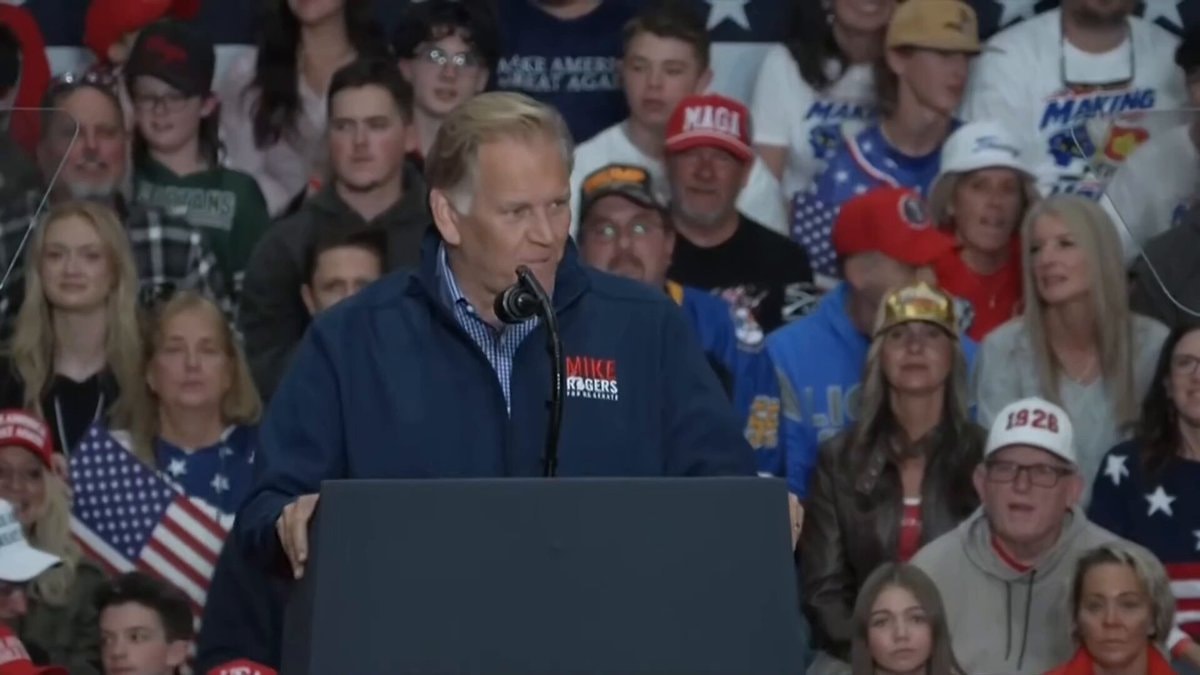 Mike Rogers at Trump rally on Abdul El Sayed Mike Rogers at Trump rally on Abdul El Sayed
