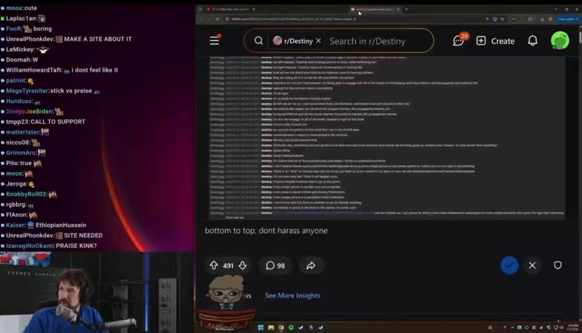 Destiny clarifies comments on Hasan and journalists