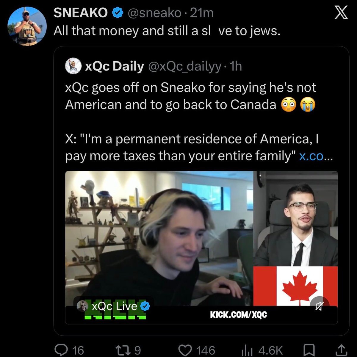 Sneako xQc clash