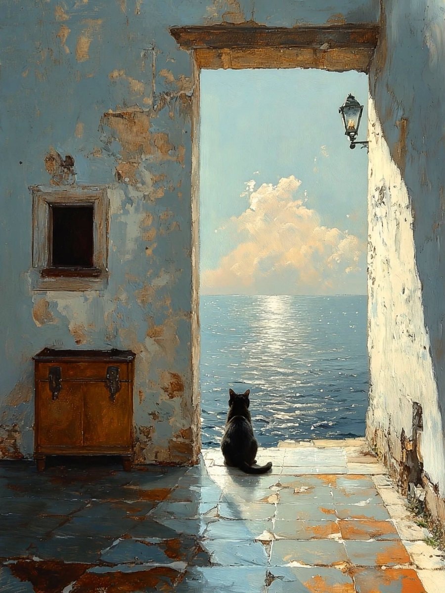 black cat ocean archway