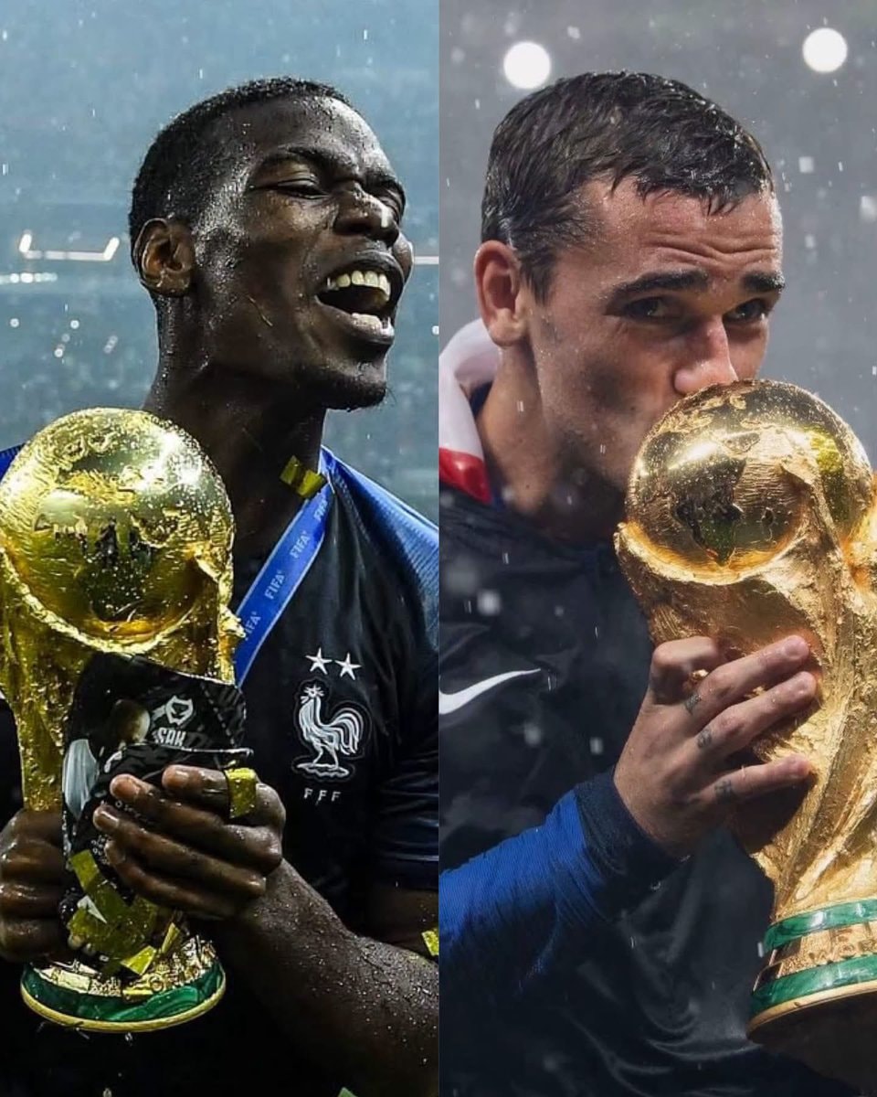 Pogba and Griezmann World Cup trophy celebration
