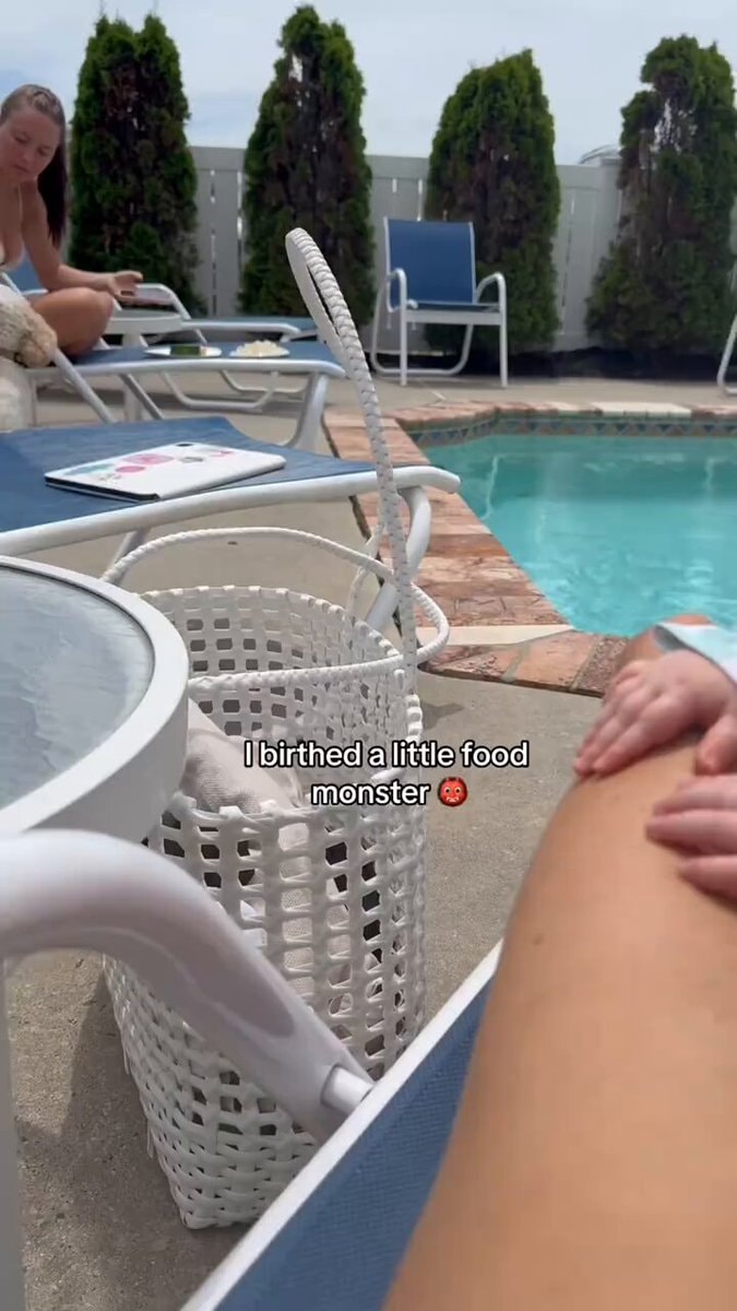 baby by the pool