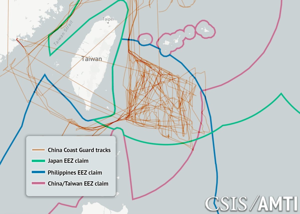China Coast Guard tracks east of Taiwan (photo 1 of 3) China Coast Guard tracks east of Taiwan (photo 1 of 3)