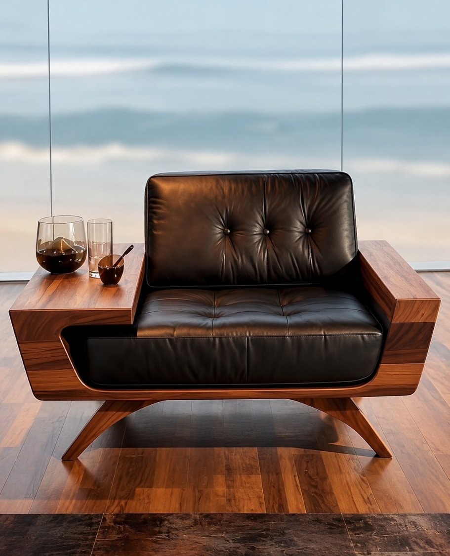 modern armchair with built-in side table (photo 2 of 2)