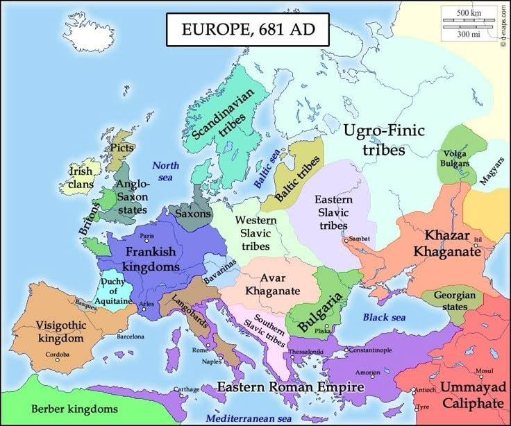 Europe in 681 Europe in 681