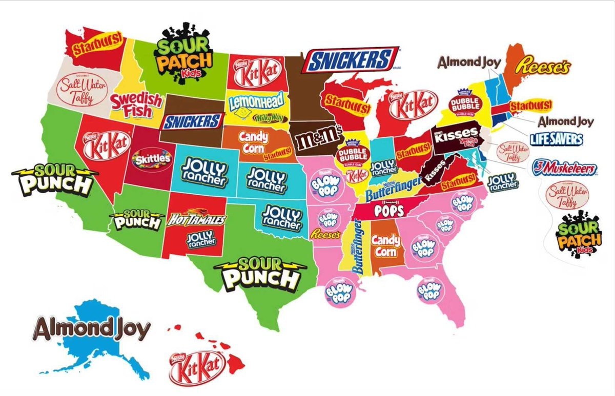 most popular candy by U.S. State