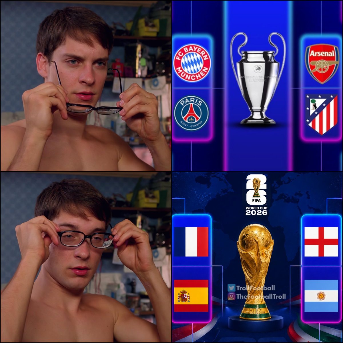 World Cup vs Champions League Spider-Man meme