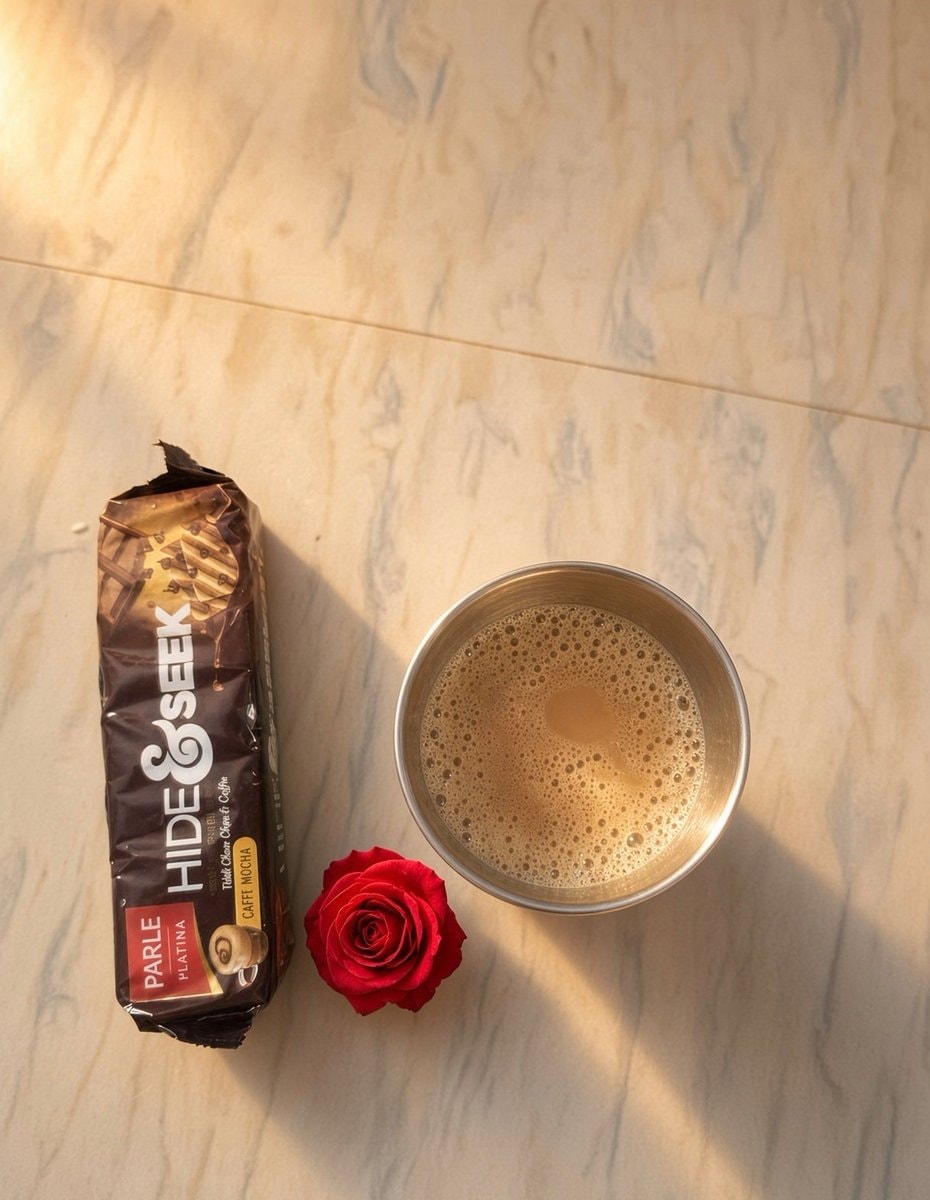 Hot tea and Hide & Seek Caffe Mocha