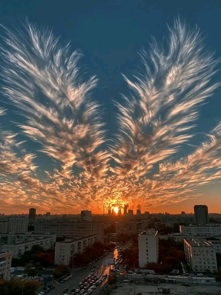 Bucharest Romania wing clouds sunset 🪽✨