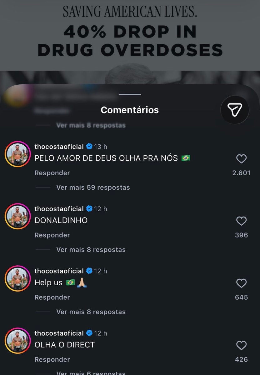 Thomáz Costa comments on Donald Trump post