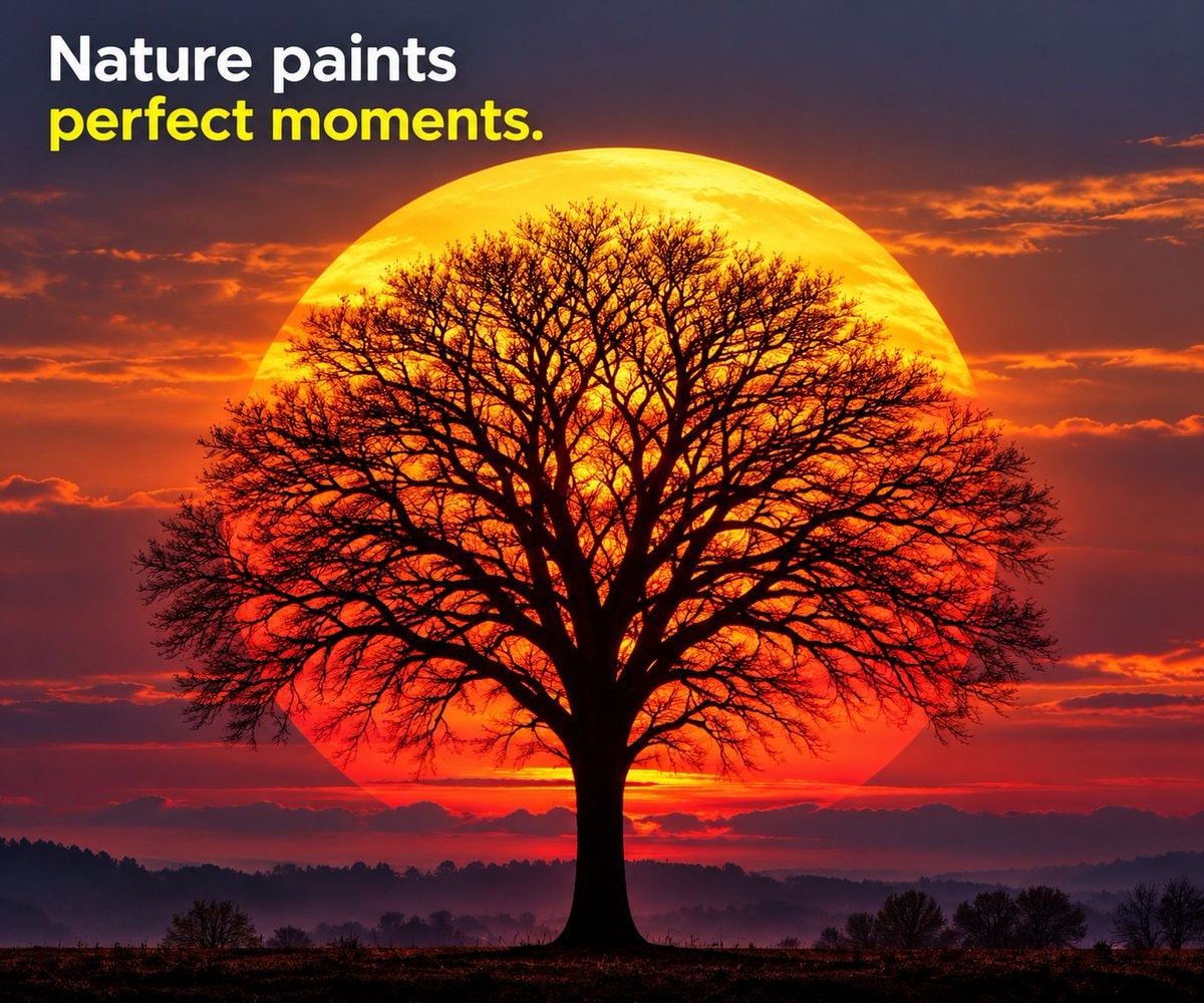 Solitary tree golden sunset