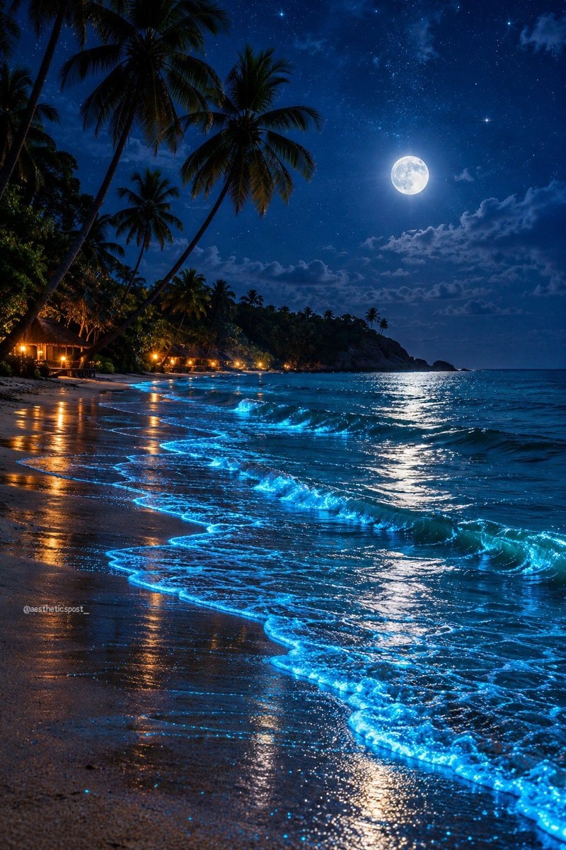 night beach bioluminescence