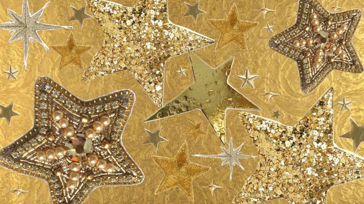 blue glitter gold stars fabric (photo 4 of 4)