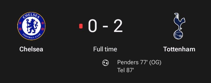 Tottenham match score graphic