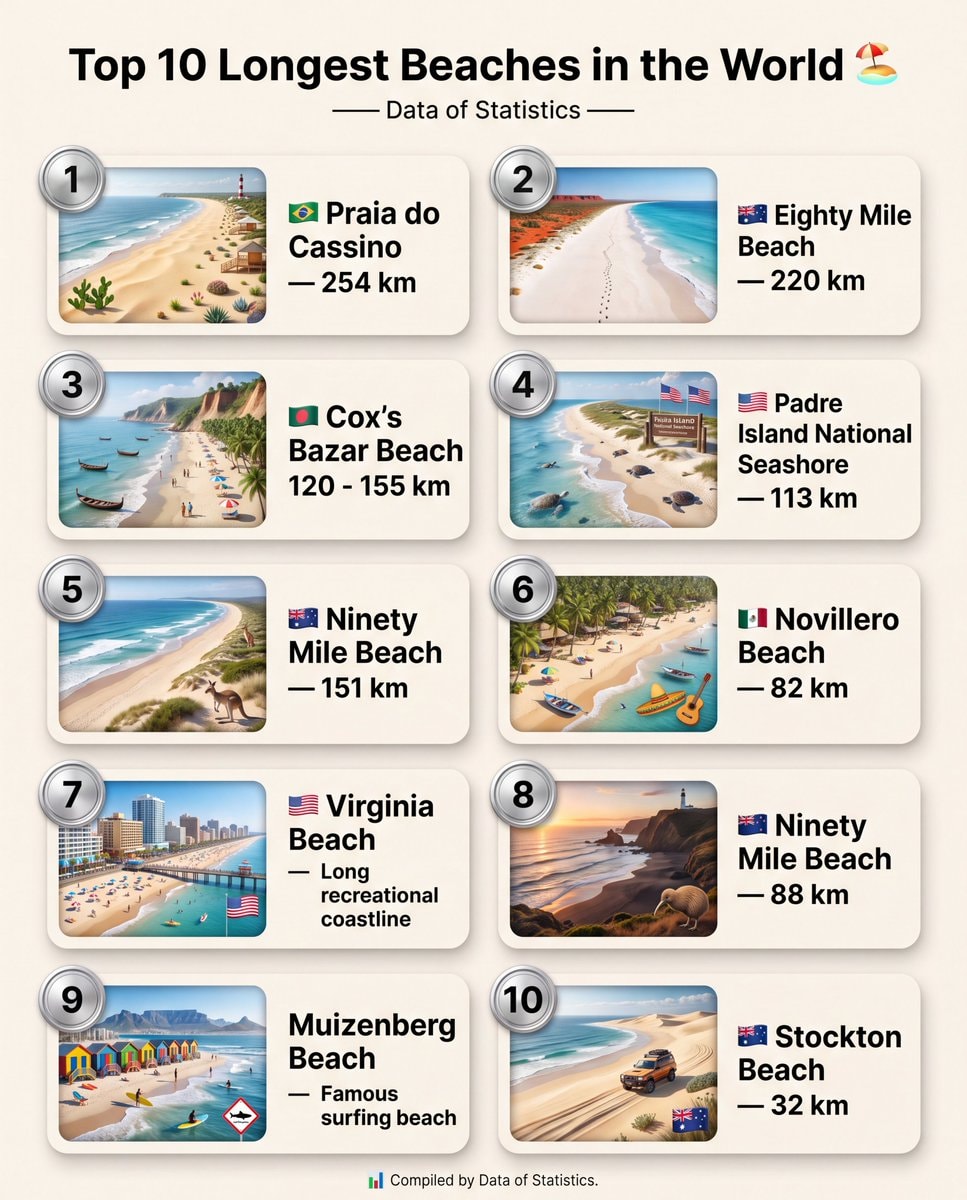 Top 10 Longest Beaches in the World Top 10 Longest Beaches in the World