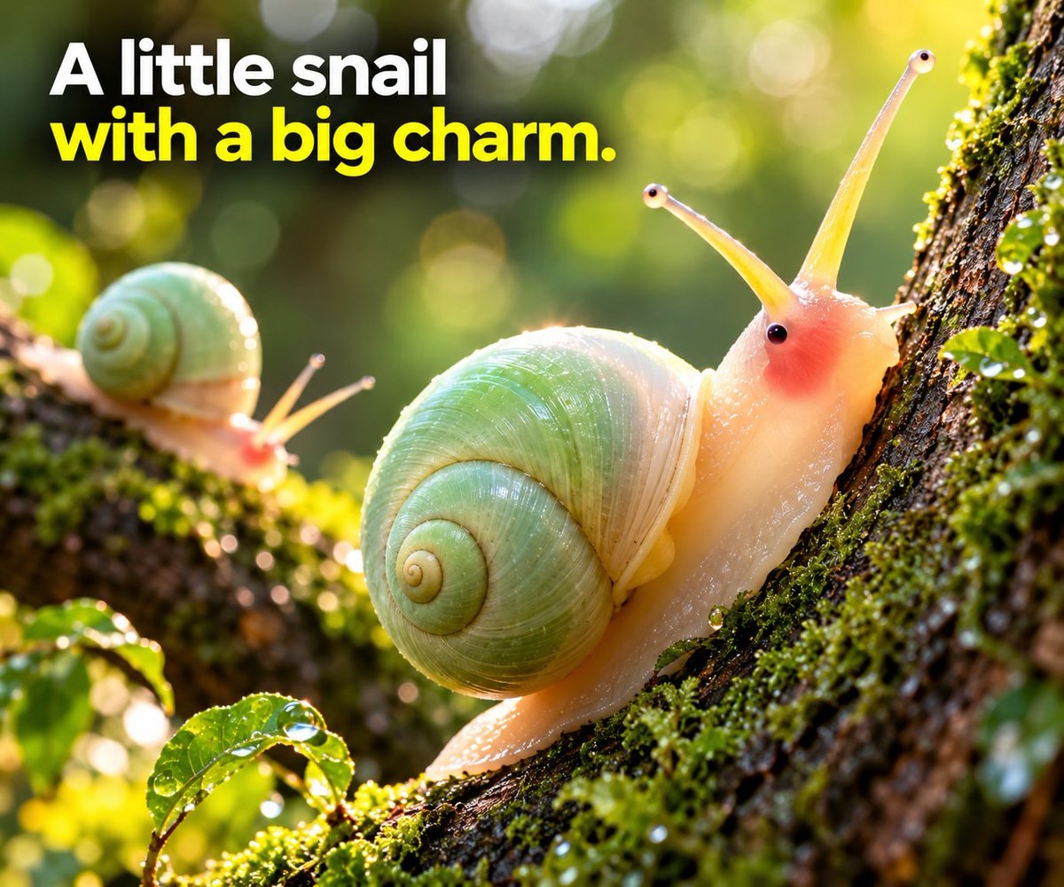 green shell snail with pink cheeks