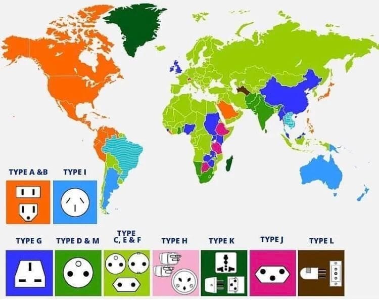 global electrical plug types map