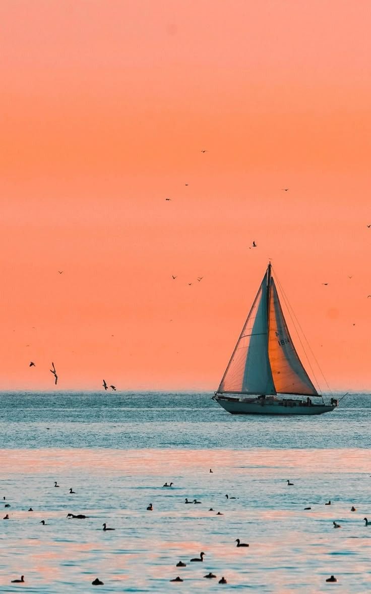 Sailboat 1834 serene sunset Sailboat 1834 serene sunset