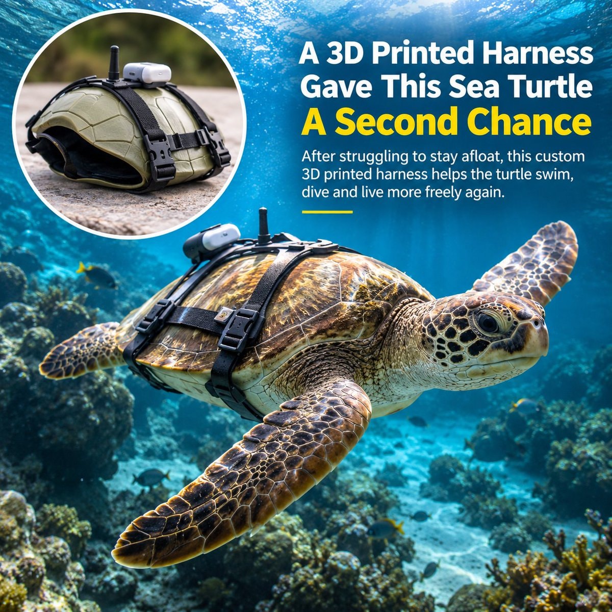 Sea Turtle 3D Printed Harness Rescue Sea Turtle 3D Printed Harness Rescue