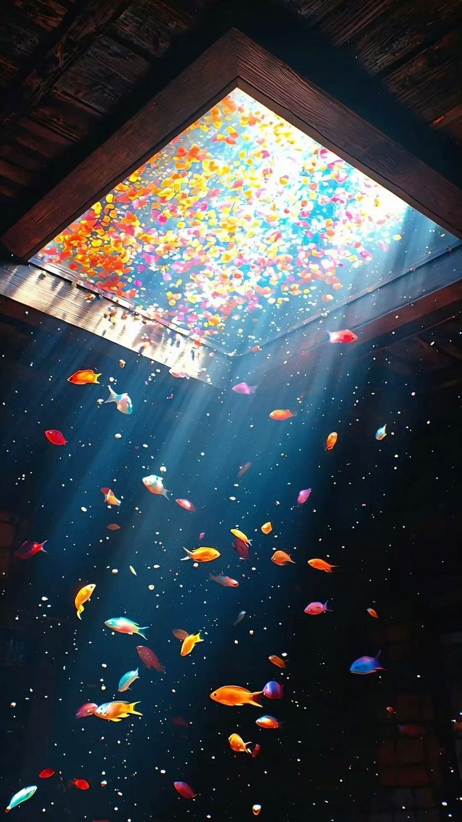 colorful fish school abstract light