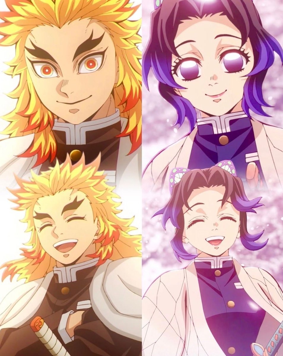 Rengoku and Shinobu split collage