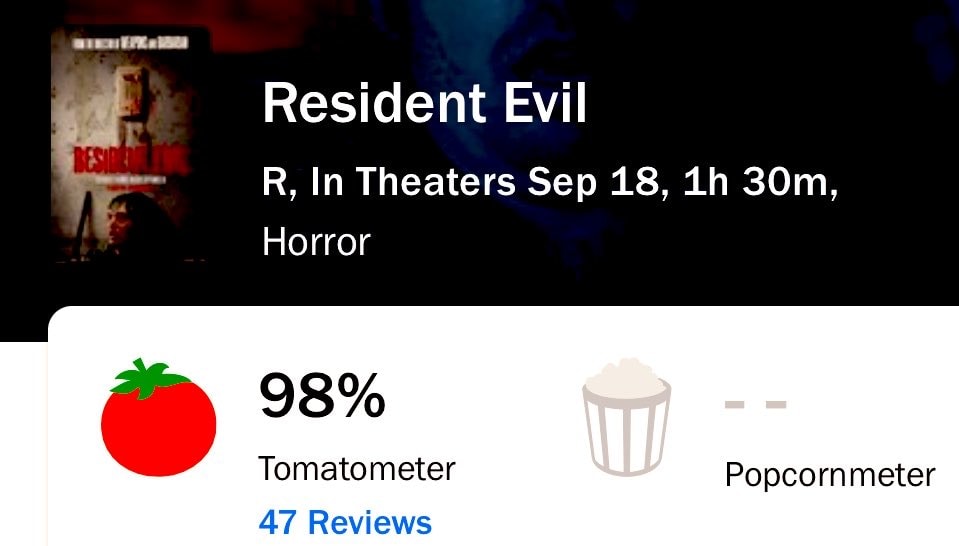 Resident Evil reboot 98% on Rotten Tomatoes