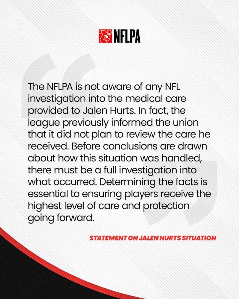 NFLPA seeks investigation into Jalen Hurts medical care