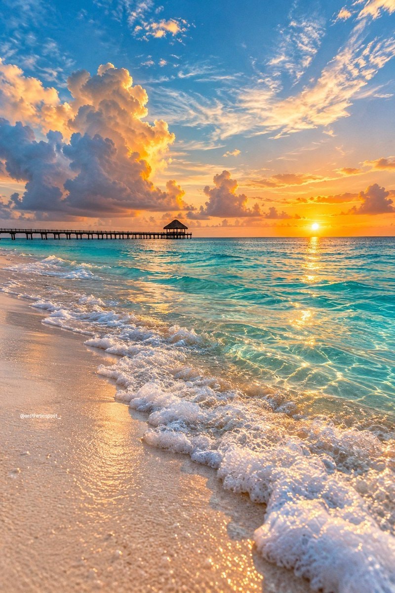 serene beach sunset scene