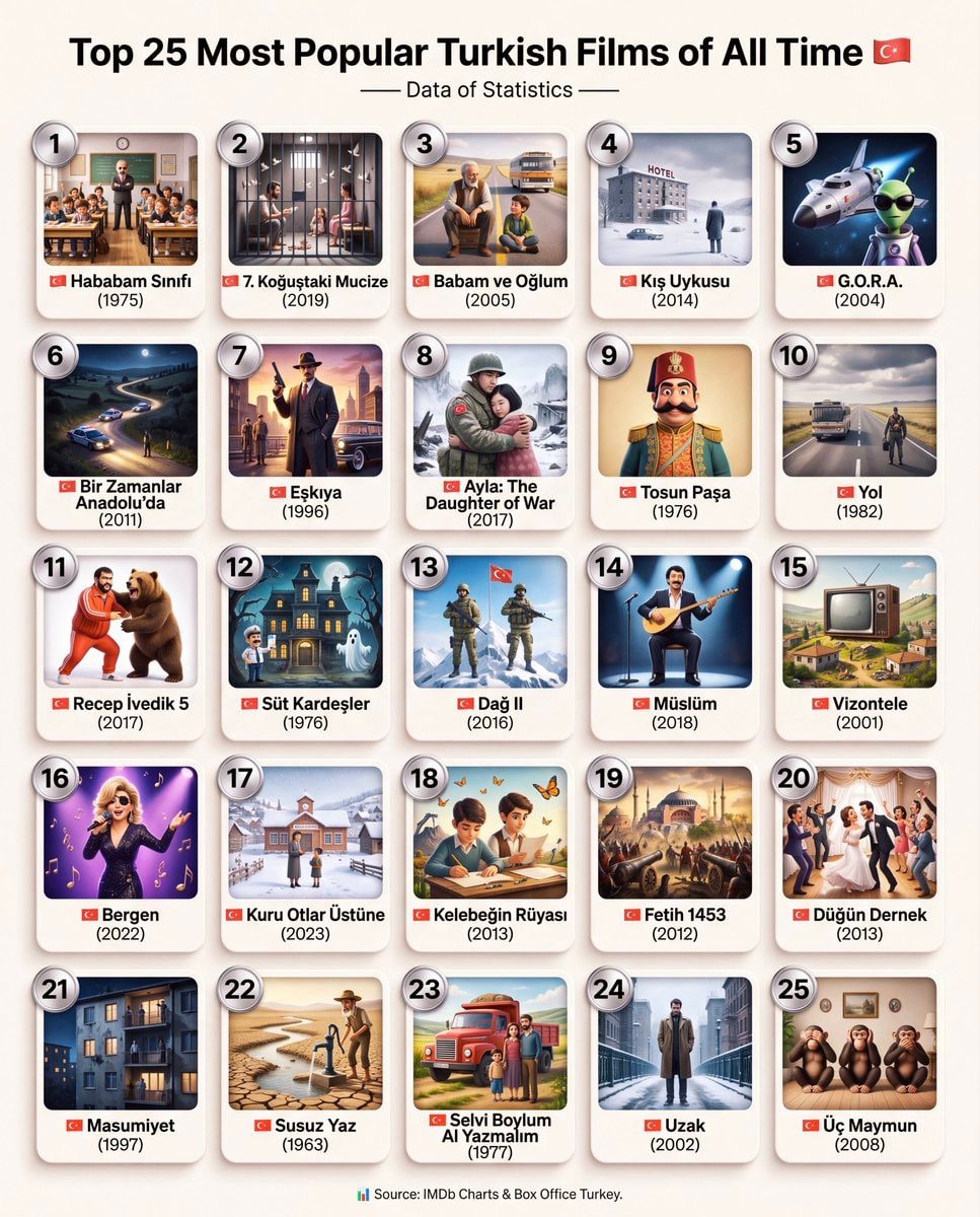 Top 25 Most Popular Turkish Films