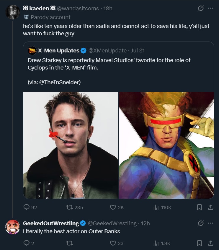 Drew Starkey Cyclops casting rumor