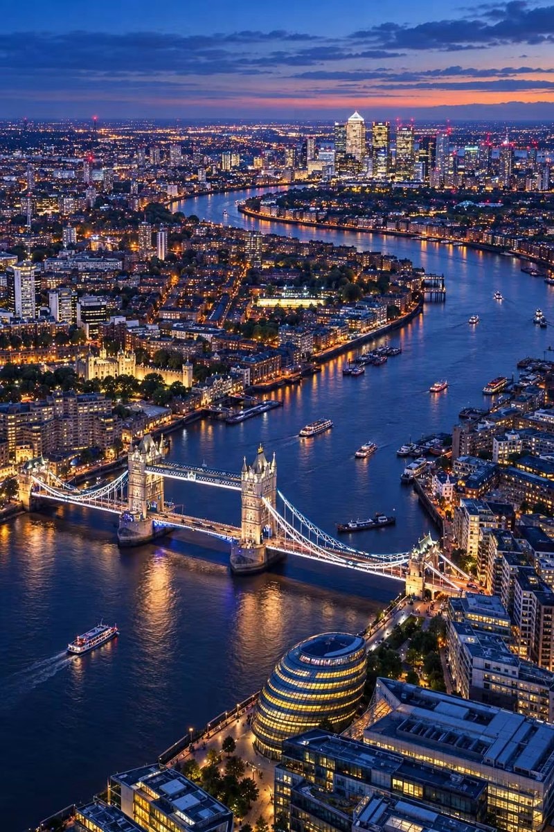 London UK cityscape at dusk